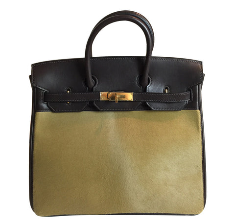 Hermes black Ostrich hac with gold hardware and Hermes 35cm