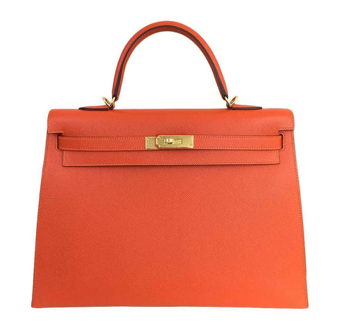 Hermes Kelly 35 Sellier Feu Bag