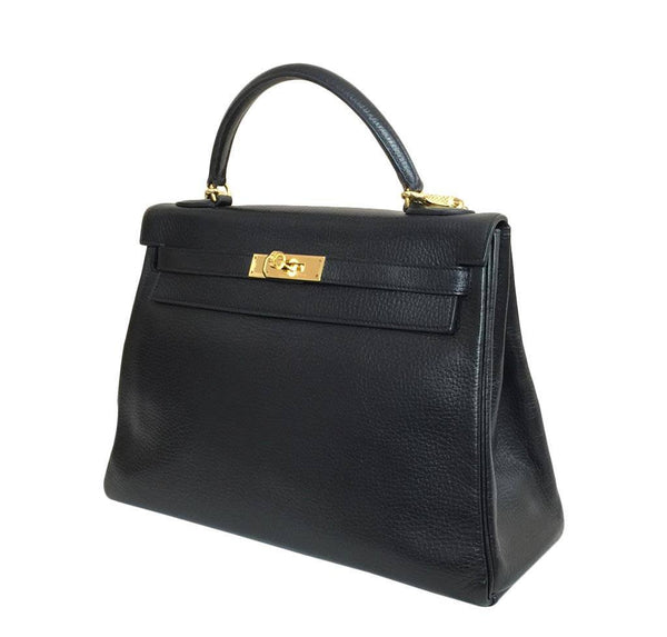 hermes kelly 32 black used front side