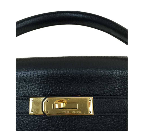 hermes kelly 32 black used engraving