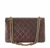chanel medium double flap brown used back