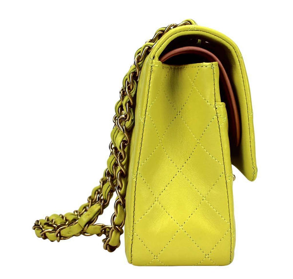 chanel shoulder bag yellow used side