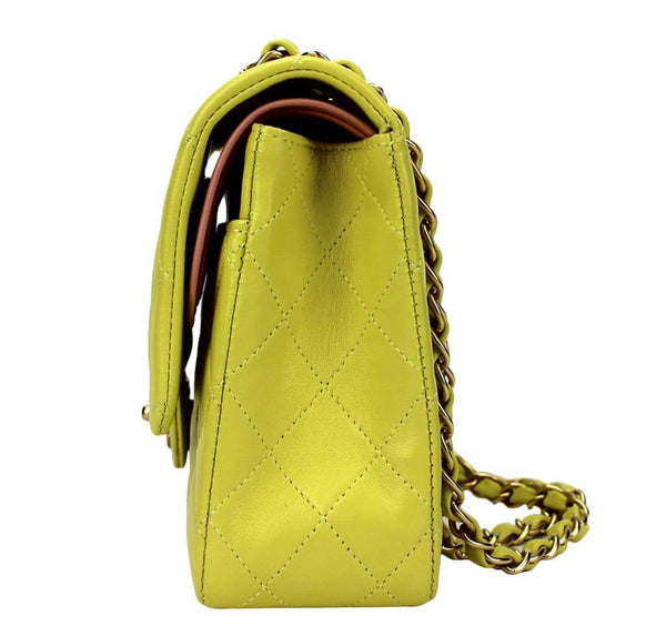 chanel shoulder bag yellow used side