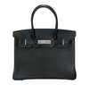 Hermes Birkin Special Order Bag 30 Noir Gris Chevre Palladium Pristine Front