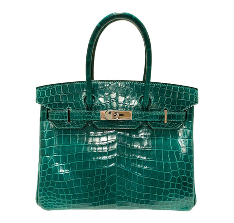 Hermès Birkin 30 Bag Emeraude Green Niloticus Crocodile PHW