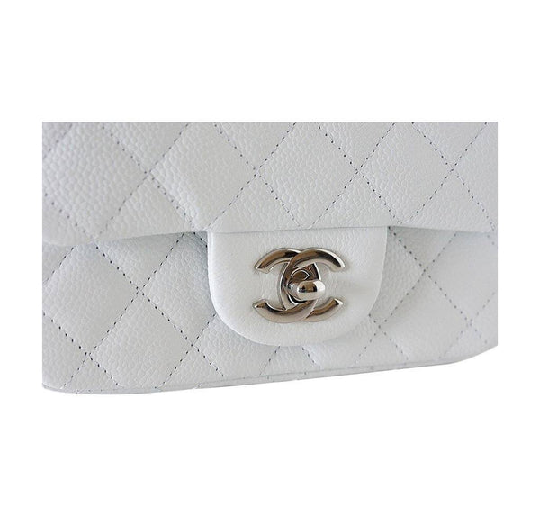 Chanel Mini Square Flap Bag White New Closure