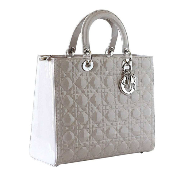 Christian Dior Lady Dior Bag Pearl Grey New Side
