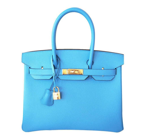 Hermes Birkin 30 Blue Epsom Bag
