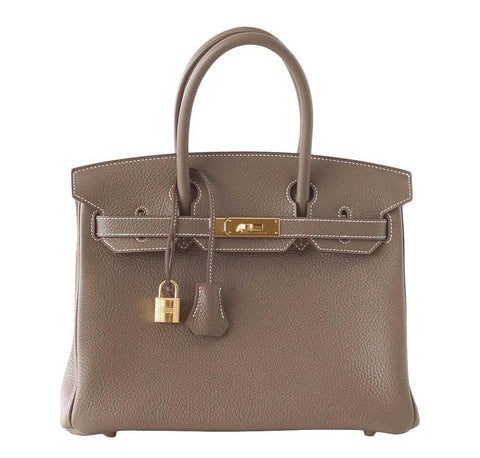 HERMES Birkin 25 Togo Leather Tote Bag Etoupe