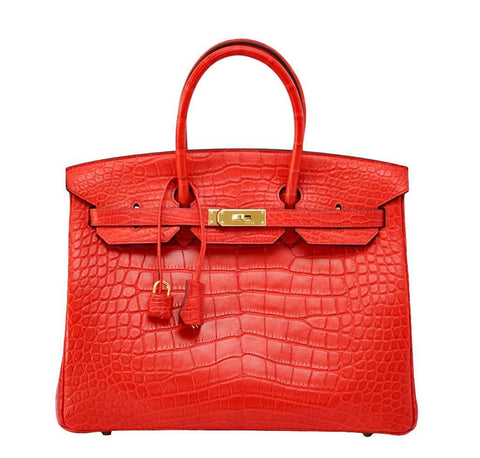 Hermes Birkin 35 Geranium Alligator Bag