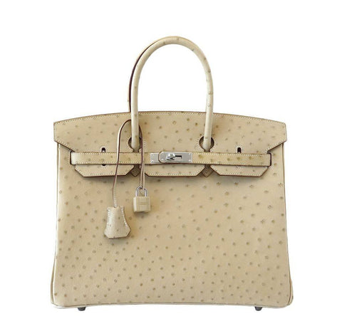 Hermes Birkin 35 Ostrich Parchemin Bag