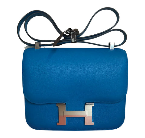 Hermes Constance 24 Bleu Zanzibar Swift palladium hardware pristine front