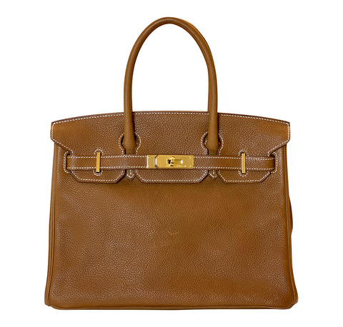 Hermès Birkin 30 Barenia Faubourg Fauve gold pristine front