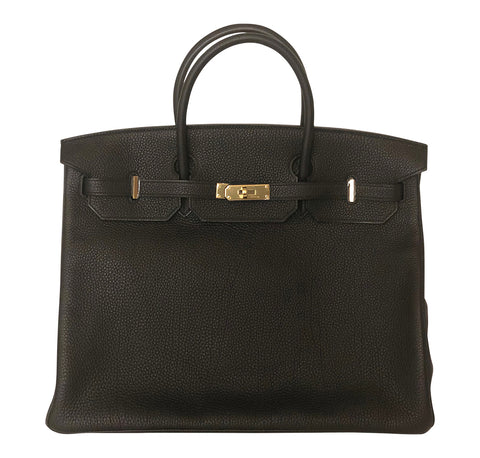 Hermès Birkin 40 Noir Togo Gold pristine front