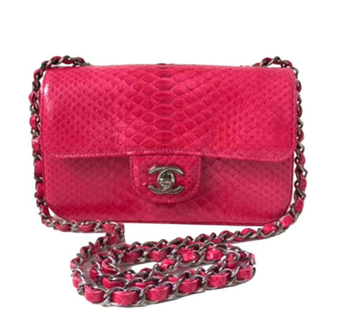 Chanel Classic Flap Bag Python Red