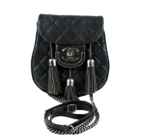 Chanel Edinburgh Crossbody Tassel Bag Black