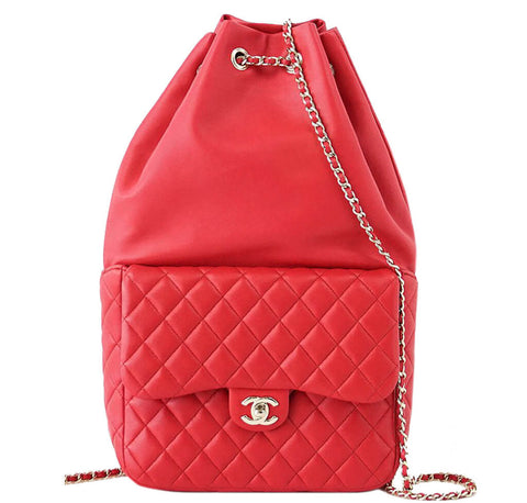 Chanel Classic Backpack Bag Red Lambskin