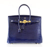 Hermès Birkin 35 Blue Sapphire Crocodile gold excellent front open