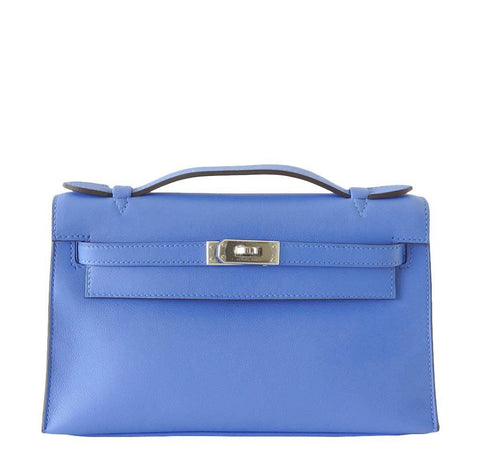 Hermès JPG Kelly Pochette Blue Paradise Swift Leather