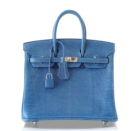 Hermès Birkin 25cm Bag Blue Mykonos Exotic Lizard Palladium