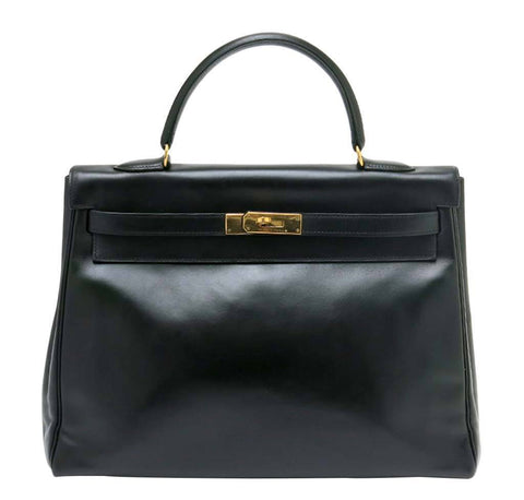 Hermes Kelly 35 Black Calf Bag