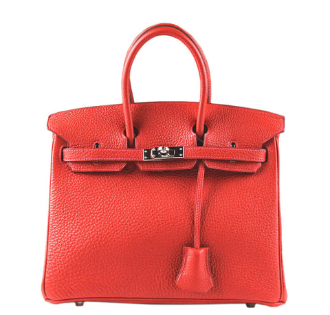 Hermes Vermillion 25cm Lipstick Red Togo Mini Kelly Bag Palladium