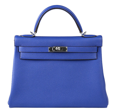 Kelly 32 leather handbag Hermès Purple in Leather - 23637654