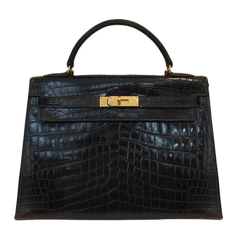 Hermès Kelly 32 Vintage Bag Cocaon Crocodile - Gold Hardware