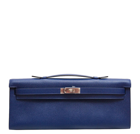 Hermes Kelly Cut Clutch Bag Blue