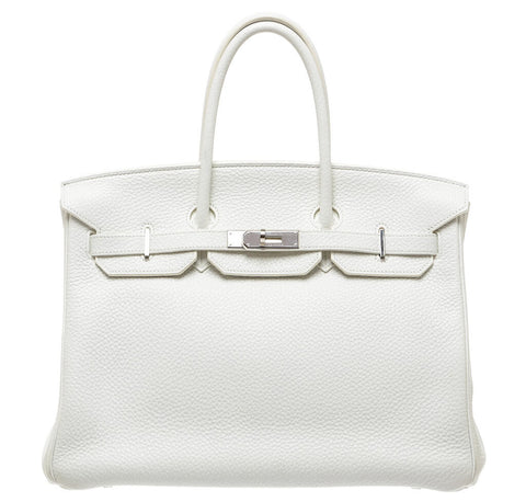 Hermes Birkin 35 White Toile Bag Swift Palladium – Mightychic