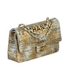 chanel medium classic flap bag gold metallic limited edition used front side