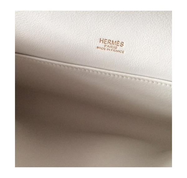 Hermes Kelly Cut Longue Pochette Clutch White New embossing