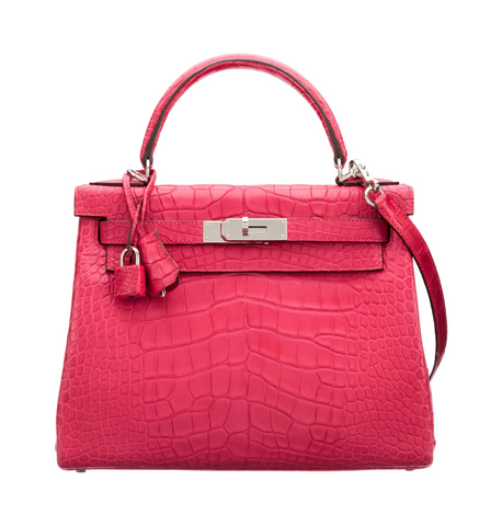 Hermès Mexico Alligator Kelly 28 Matte Rose PHW Bag
