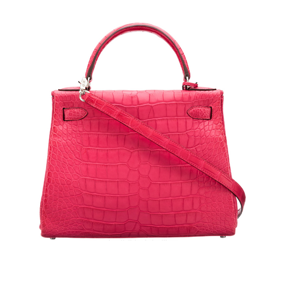 Hermès Mexico Alligator Kelly 28 Matte Rose PHW Bag