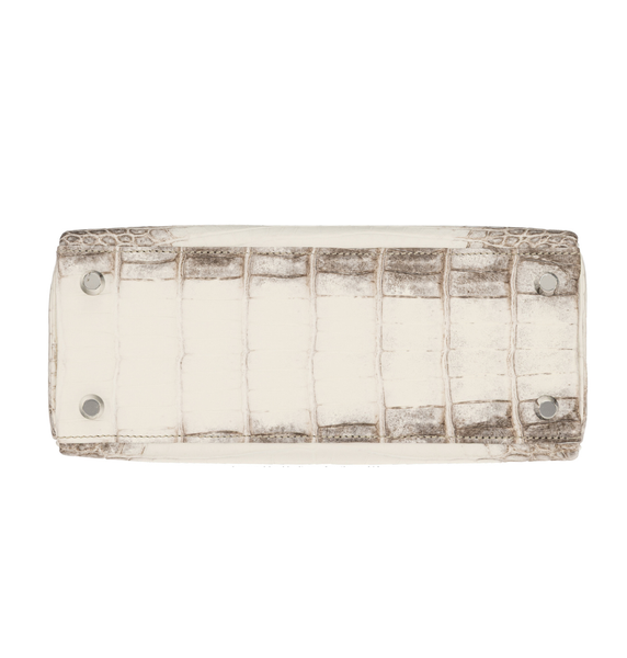 Hermès Kelly 25 Matte White Himalaya Crocodile Bag PHW bottom