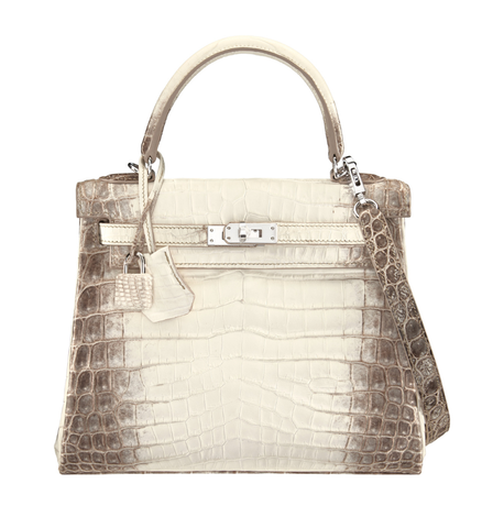 Hermès Kelly 25 Matte White Himalaya Crocodile Bag PHW front