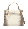 Hermès Kelly 25 Matte White Himalaya Crocodile Bag PHW front