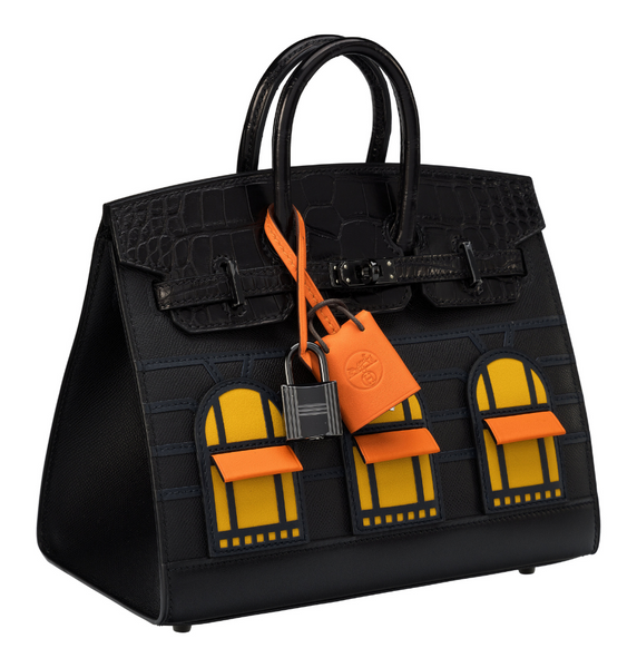 Hermes Birkin 20 So Black Matte Alligator Midnight Faubourg PVD Bag Pristine Side