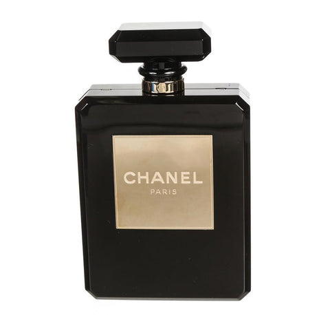 Chanel Black Plexiglass Perfume Bottle Bag - Rare!