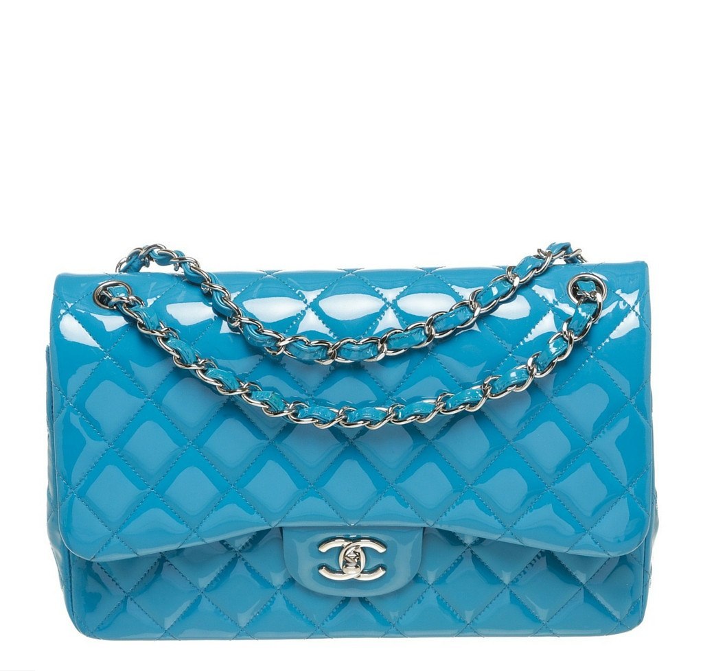 Chanel Jumbo Flap Shoulder Bag Blue - Patent Leather