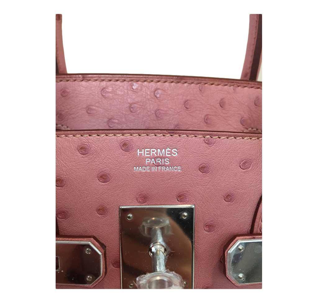 Hermes 30cm Terre Cuite Ostrich Birkin Bag with Palladium Hardware