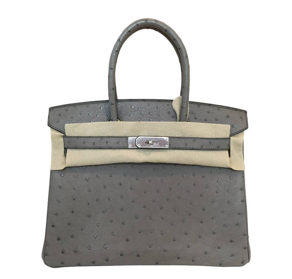 Hermes Birkin 30cm Ostrich Leather Exotic Vert Olive Gold Tone Hardware  Handbag For Sale at 1stDibs