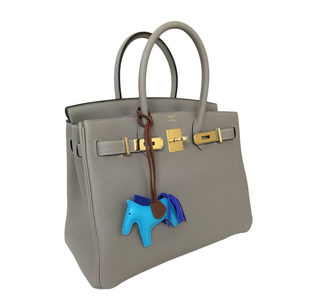 Hermes Gris Tourterelle Clemence Lindy 30cm Bag with GHW 