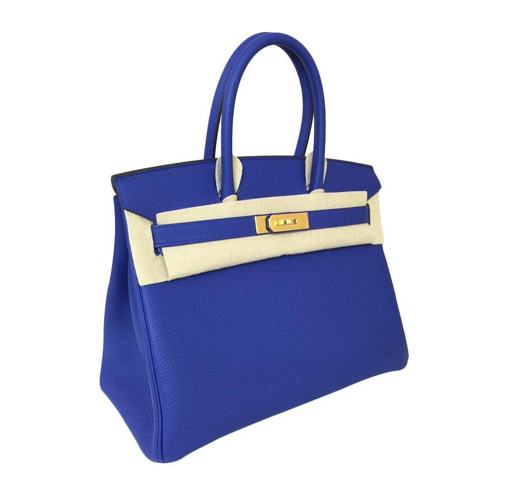 Hermes Birkin 30 Cobalt Blue Togo GHW Handbag Purse