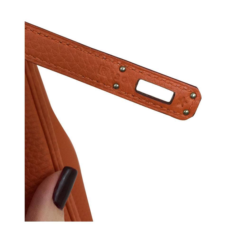 Birkin 25 leather handbag Hermès Orange in Leather - 12658416