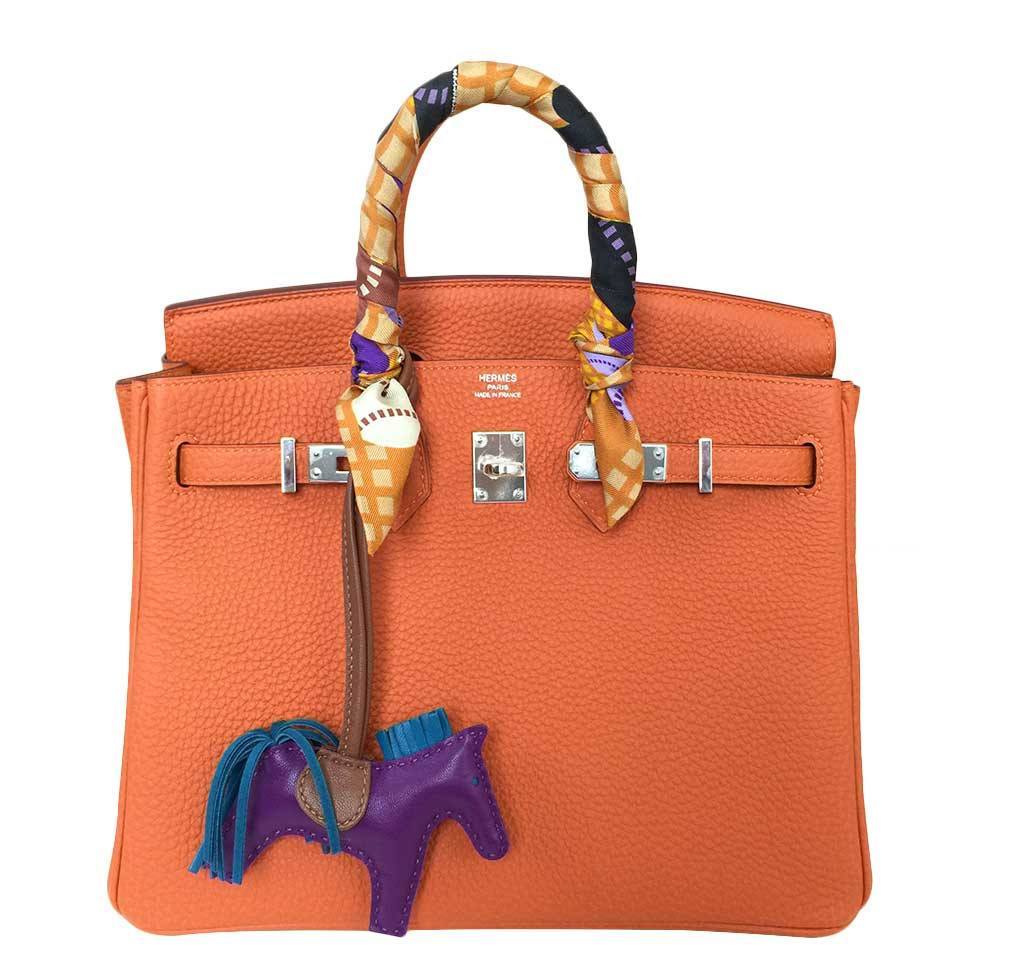 Birkin 25 leather handbag Hermès Orange in Leather - 30510681
