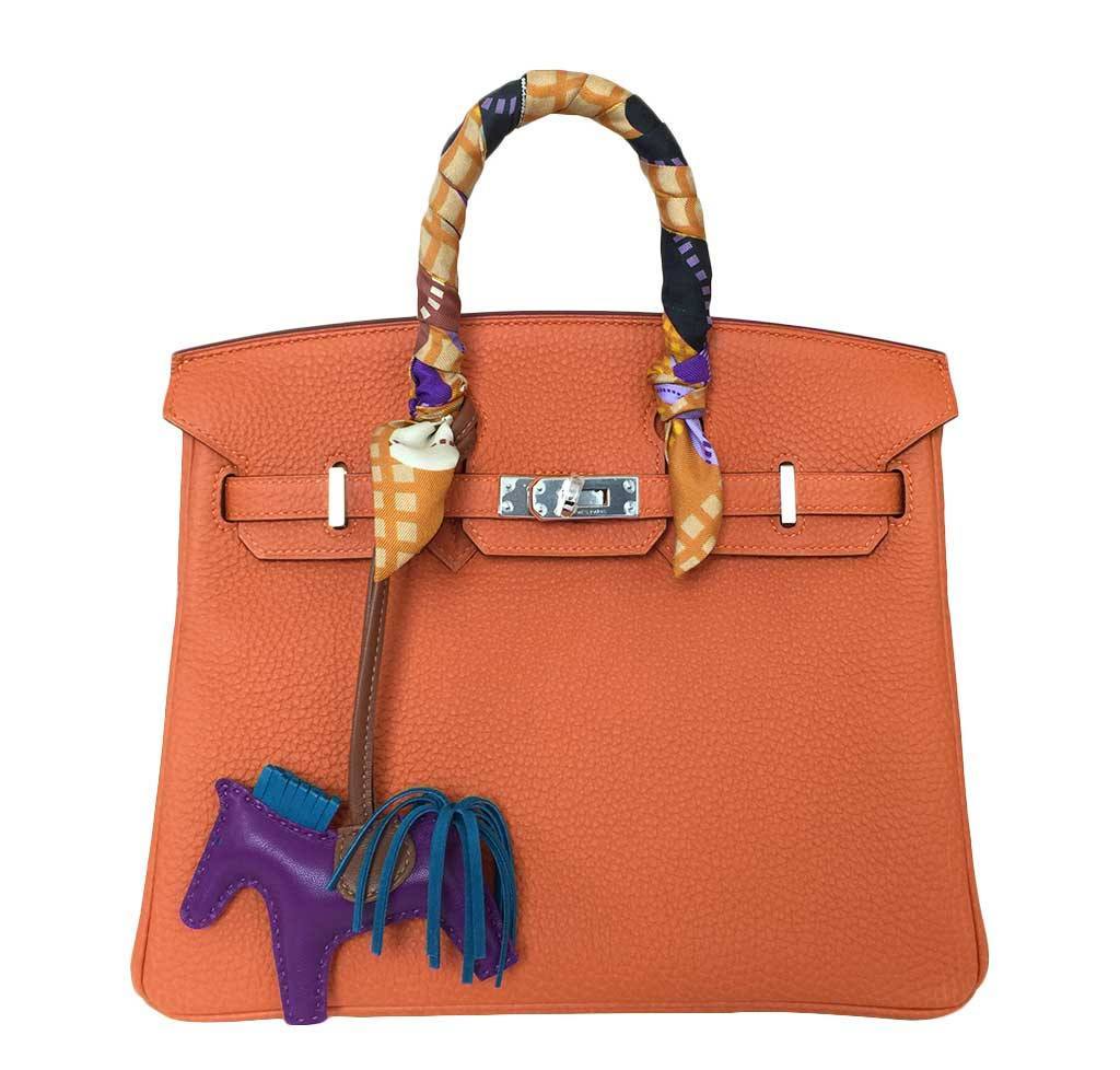 Hermès - Authenticated Birkin 25 Handbag - Leather Orange Plain for Women, Good Condition