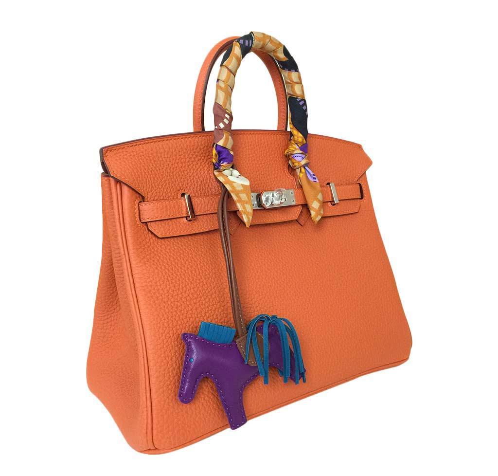 Birkin 25 leather bag Hermès Orange in Leather - 31150367