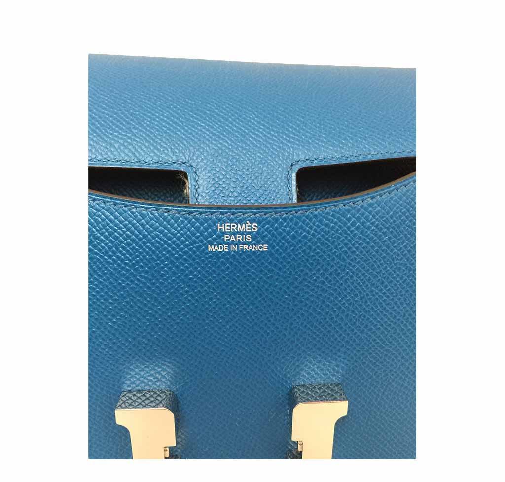 Hermes Constance 23cm 7f Blue Paon Epsom Bag Enamel PHW