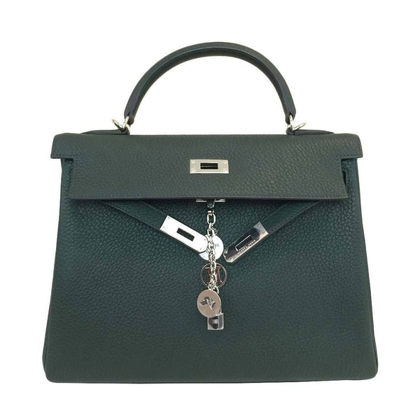 hermes kelly 32 green new front open